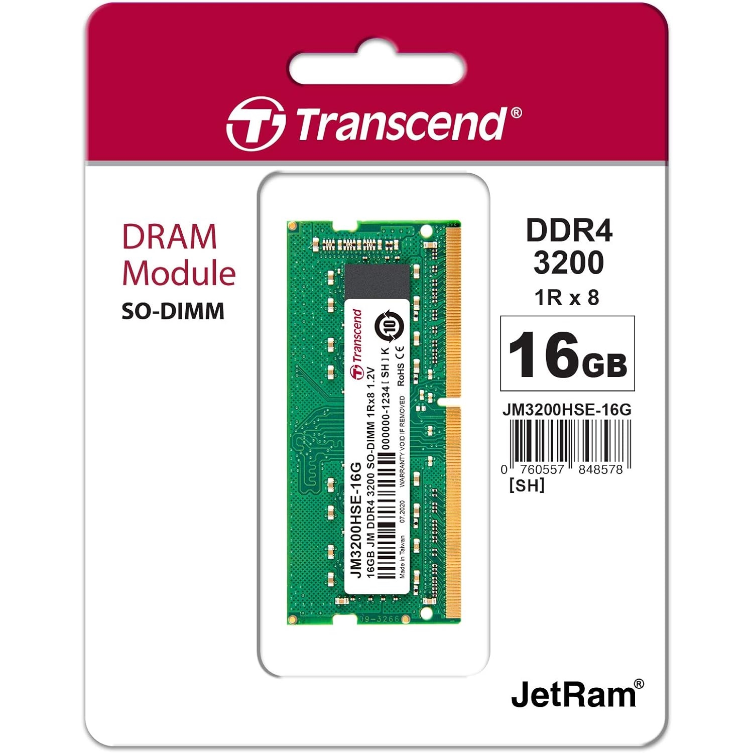 TRANSCEND 16GB 3200Mhz DDR4 1.2V JM3200HSB-16G NOTEBOOK RAM