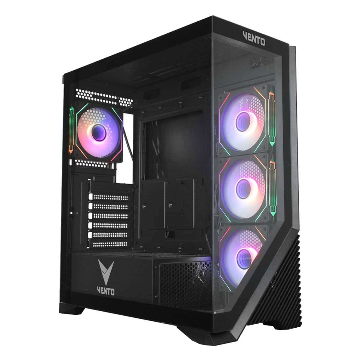 VENTO VG4202FLA 1000W 80+ GOLD 4x12CM ARGB FAN E-ATX TEMPERLİ CAM 2xUSB2.0/1xUSB3.0 SİYAH GAMING KASA