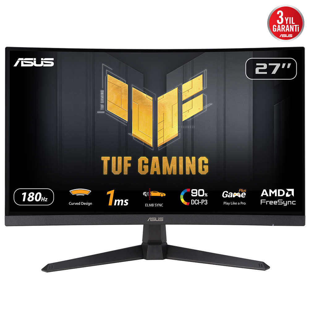 ASUS TUF GAMING VG27VQ3B 27" 1MS 180Hz 1920x1080 DP/HDMI CURVED GAMING MONITOR