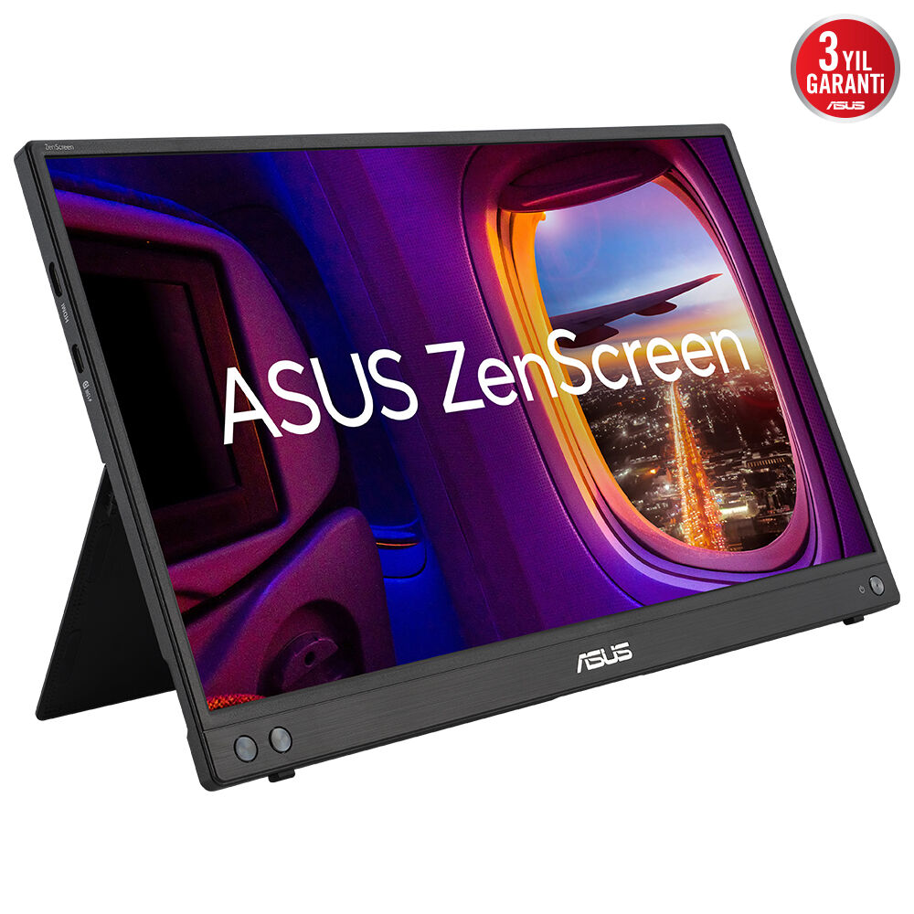 ASUS ZenScreen MB16AHV 15.6 IPS 1920x1080 5ms 60Hz 250cd USB-C 3YIL MAT EKRAN, USB-C to A ADAPTOR, DÜŞÜK MAVİ IŞIK, ANTIBAKTERİYAL KAPLAMA  TAŞINABİLİR USB MONITOR 