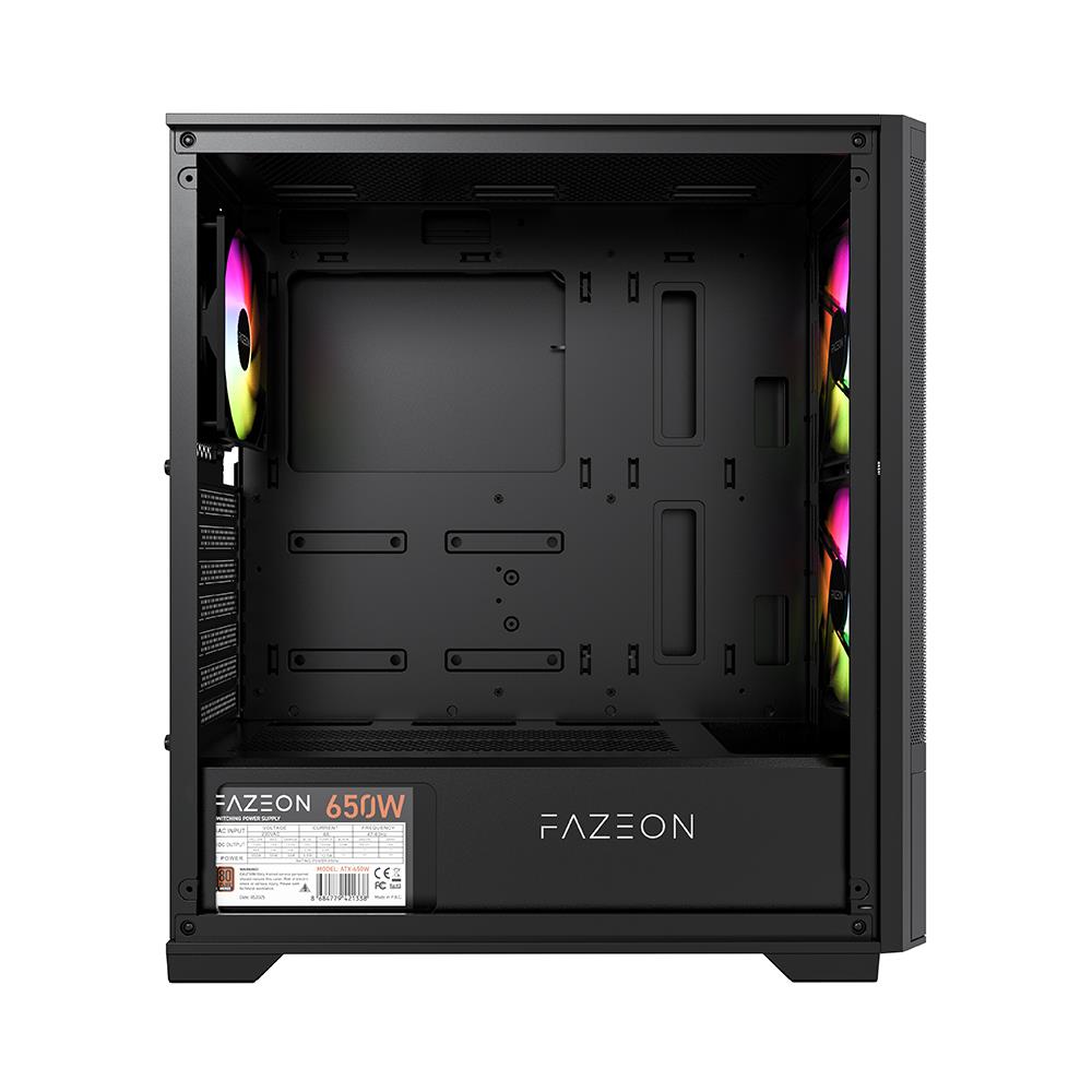 FAZEON F16A650BBM 650W 80+ BR 3x ARGB FAN ATX 2xUSB3.0 SİYAH GAMING KASA