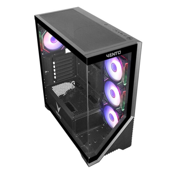 VENTO VG4202FLA 750W 80+ BR GEN5 4x12CM ARGB FAN E-ATX TEMPERLİ CAM 2xUSB2.0/1xUSB3.0 SİYAH GAMING KASA