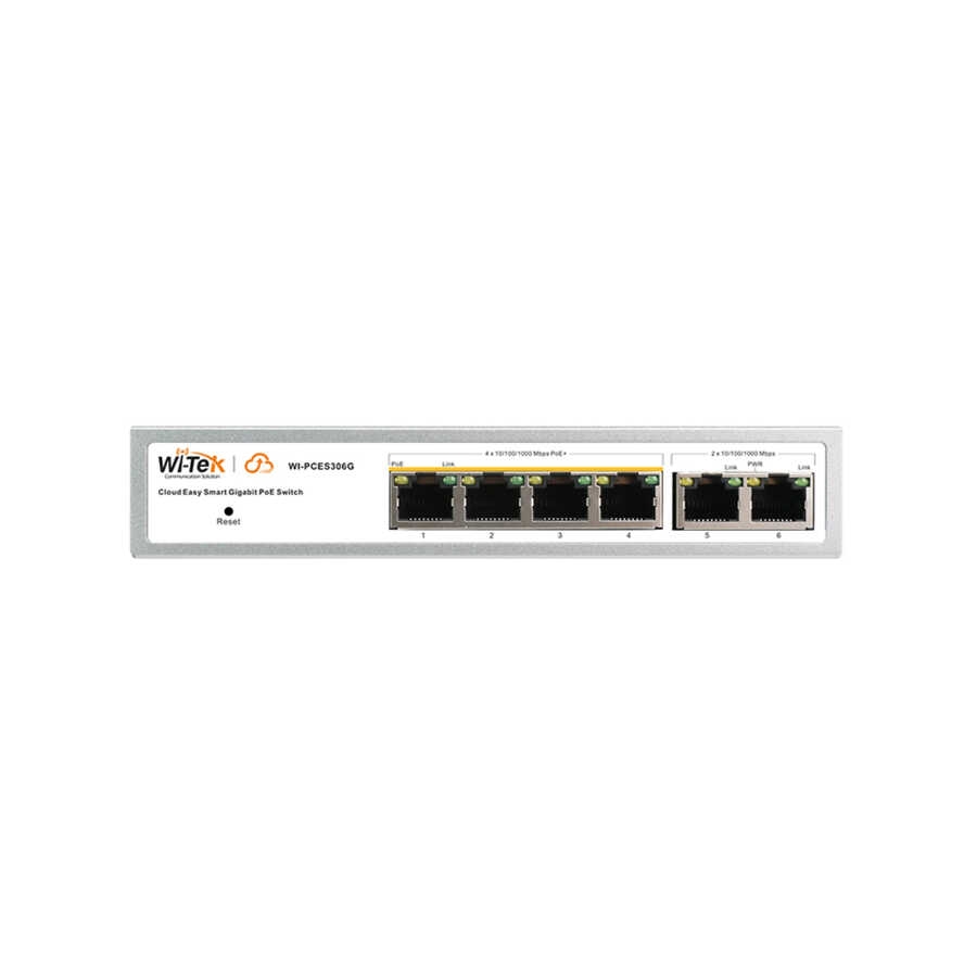 WI-TEK WI-PCES306G(V2) 4 PORT 10/100/1000 4 PORT POE 2x GIGABIT PORT 65W CLOUD YÖNETİLEBİLİR DESKTOP SWITCH