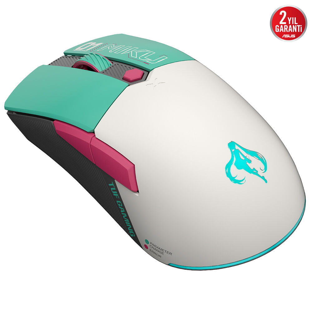 ASUS P521 TUF GAMING MINI WL MIKU HATSUNE MIKU EDİTİON 12000 DPI AURA SYNC RGB KABLOSUZ GAMING MOUSE