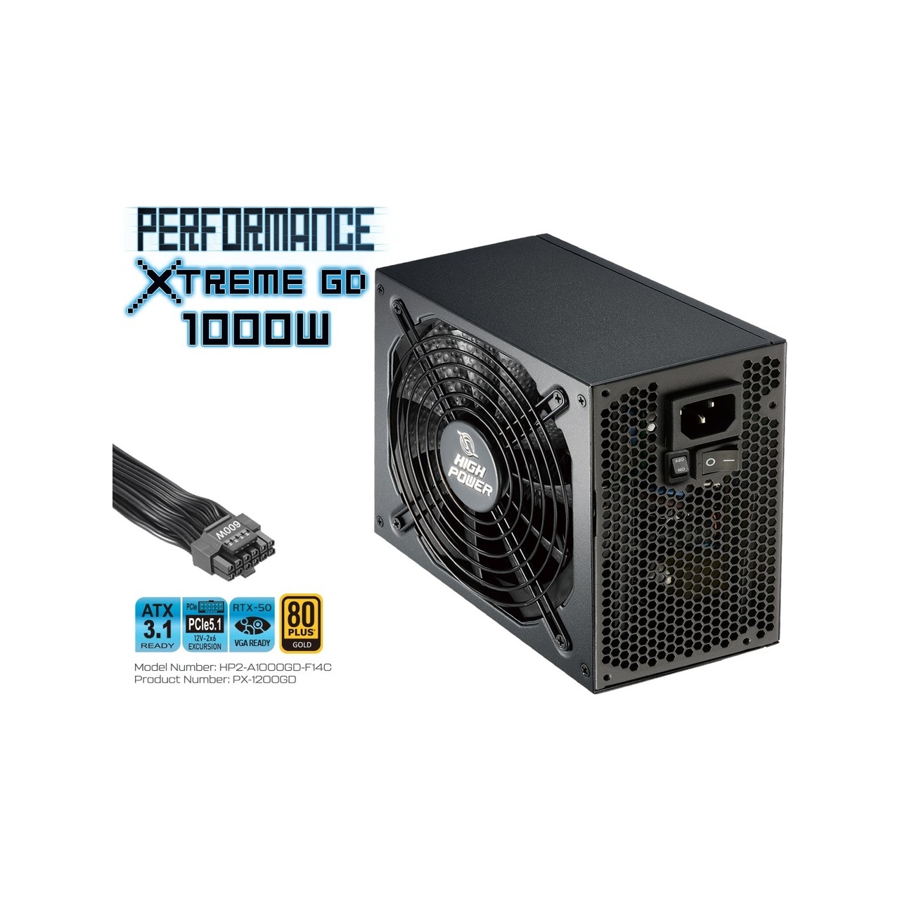 HIGH POWER XTREME GOLD 1000W 80+ GOLD PCIe5.1 POWER SUPPLY MODÜLER HP2-A1000GD-F14C