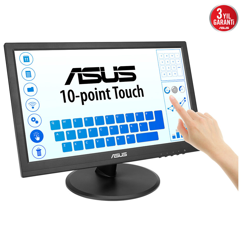 ASUS VT169HE 15.6" 1920x1080 VGA/HDMI DOKUNMATİK SİYAH IPS LED MONITOR
