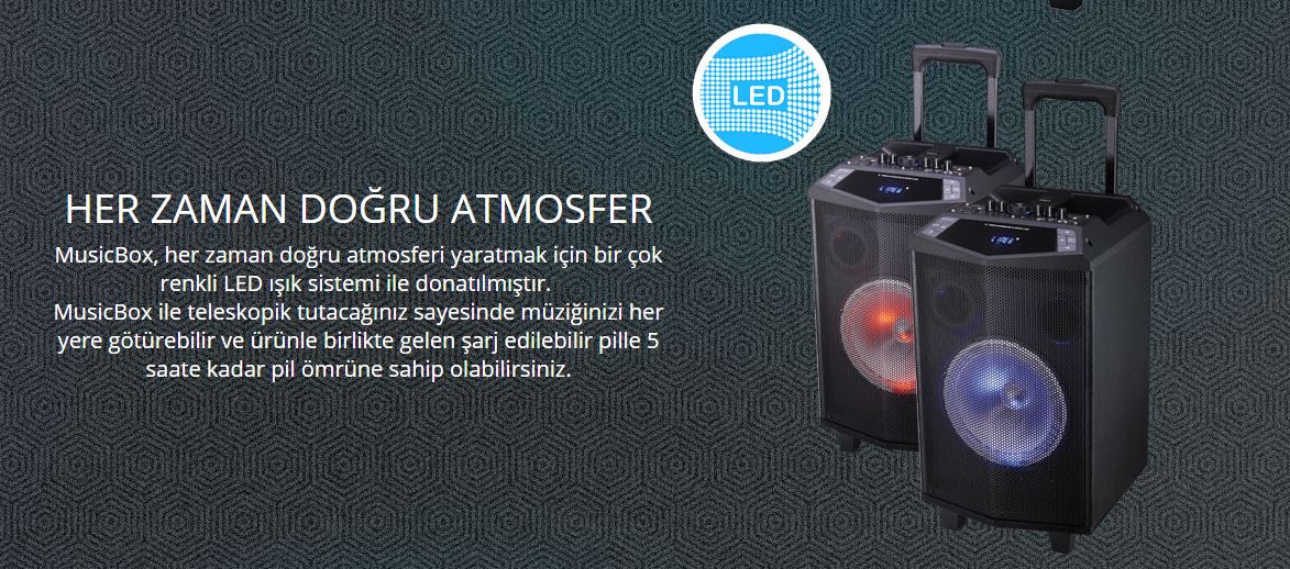 MUSICBOX X120 BLUETOOTH KABLOSUZ MİKROFONLU 120W TAŞINABİLİR