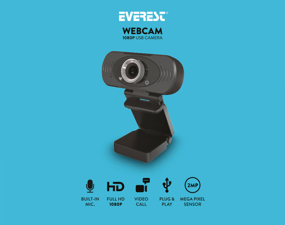 EVEREST SCHD03 MİKROFONLU WEBCAM USB 2.0 MPİXEL 1080p FULL HD