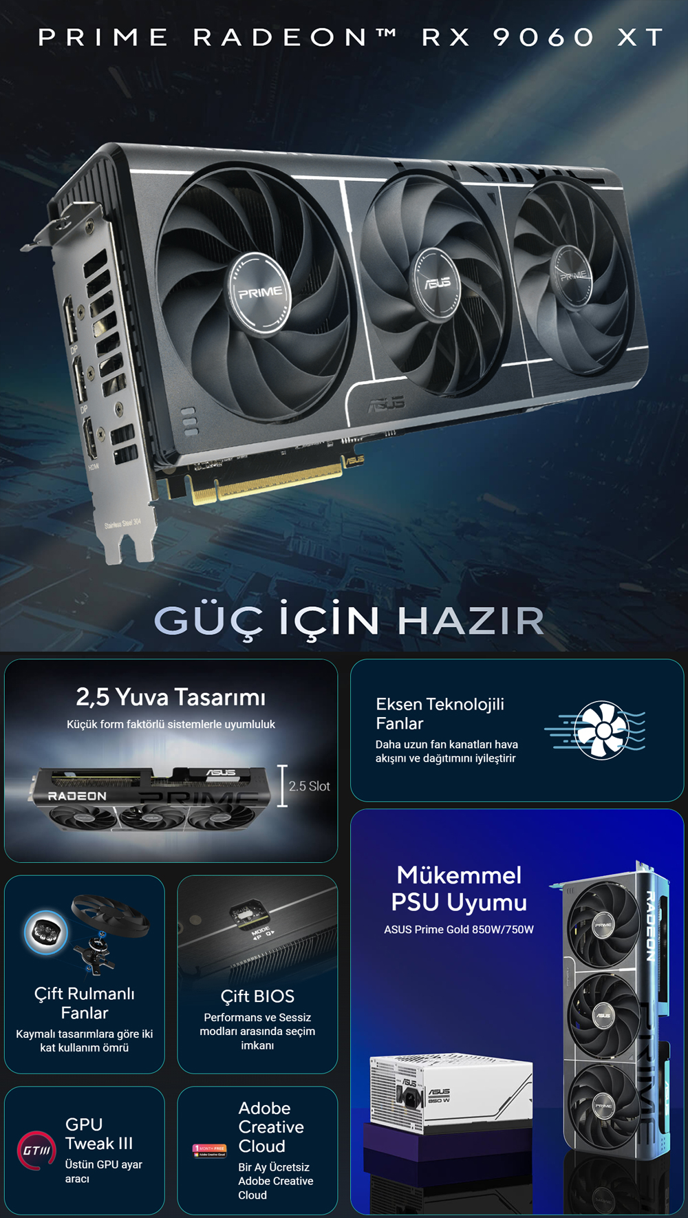 ASUS Prime Radeon™ RX 9060 XT 16GB GDDR6 OC Edition