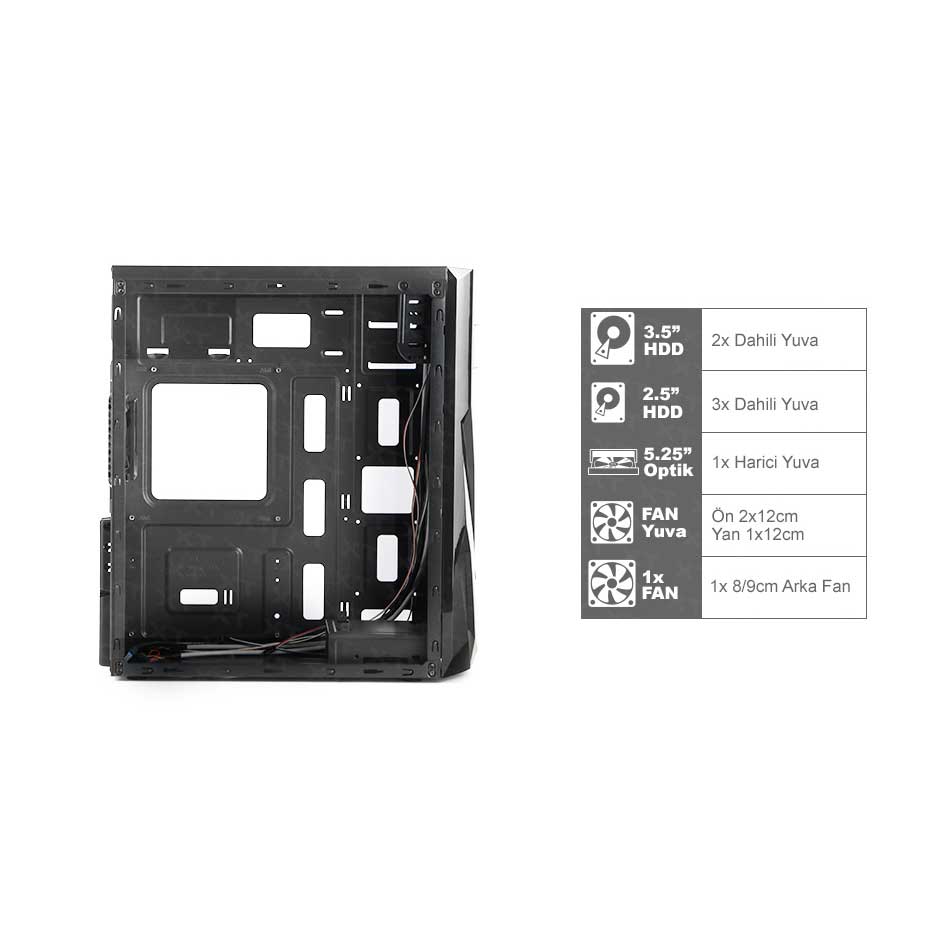 TX K3 250W ATX SİYAH KASA TXCHK3P250