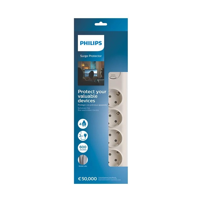 PHILIPS SPN7040WA/62 600J 4'LÜ / 2M AKIM KORUMALI PRİZ