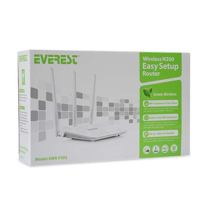 EVEREST WIRELESS N300 EWR-F303 300MBPS 4 PORT 3 ANTEN 2.4GHz INDOOR AP/ROUTER