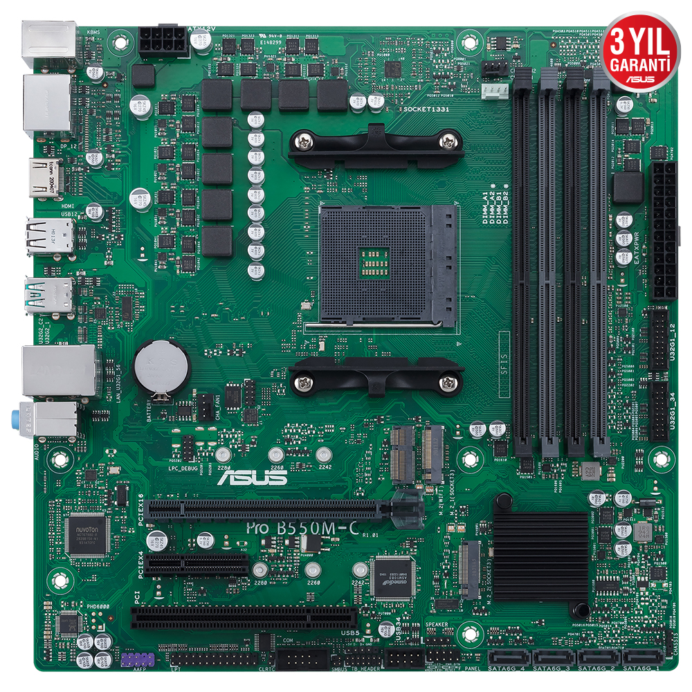 ASUS PRO B550M-C/CSM 4xDDR4 DP/HDMI 2xM.2 AM4 ANAKART