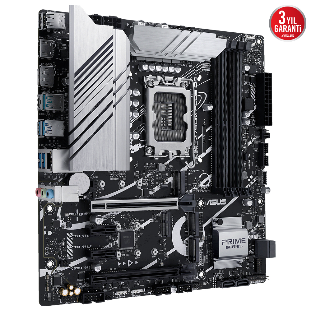 ASUS PRIME Z790M-PLUS D4 INTEL Z790 LGA1700 4xDDR4 5333MHZ 1xDP 1xHDMI 3xM2 USB3.2 AURA RGB MATX ASUS 5X PROTECTION III ARMOURY CRATE AI SUİTE 3