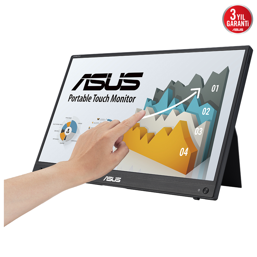 ASUS ZENSCREEN MB16AHT 15.6 TASINABILIR USB MONITOR IPS 1920x1080 5MS MINI HDMI-TYPE-C 3YIL 10 PARMAK DOKUNMATIK DAHILI BATARYA EYECARE MONITOR