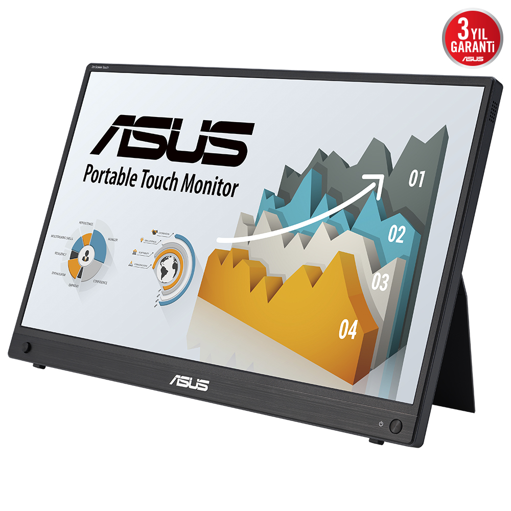 ASUS ZENSCREEN MB16AHT 15.6 TASINABILIR USB MONITOR IPS 1920x1080 5MS MINI HDMI-TYPE-C 3YIL 10 PARMAK DOKUNMATIK DAHILI BATARYA EYECARE MONITOR