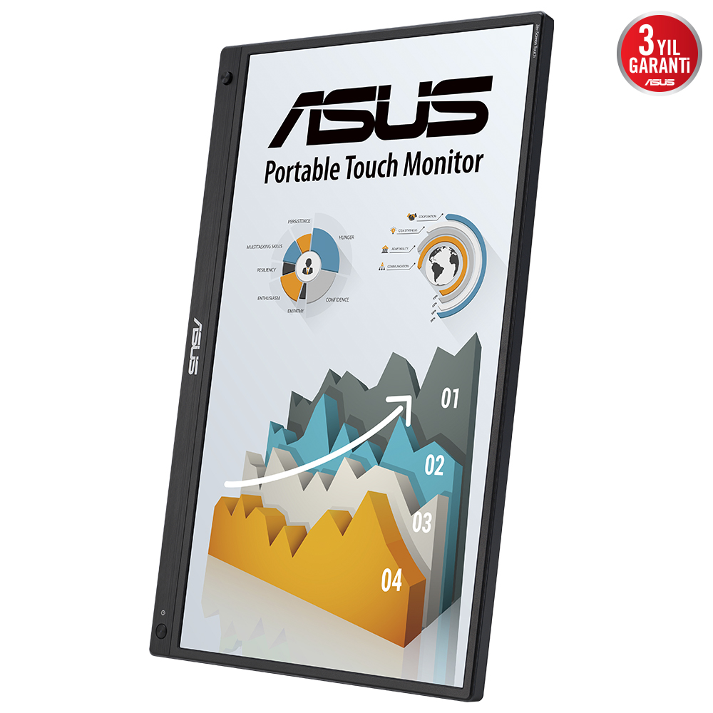 ASUS ZENSCREEN MB16AHT 15.6 TASINABILIR USB MONITOR IPS 1920x1080 5MS MINI HDMI-TYPE-C 3YIL 10 PARMAK DOKUNMATIK DAHILI BATARYA EYECARE MONITOR