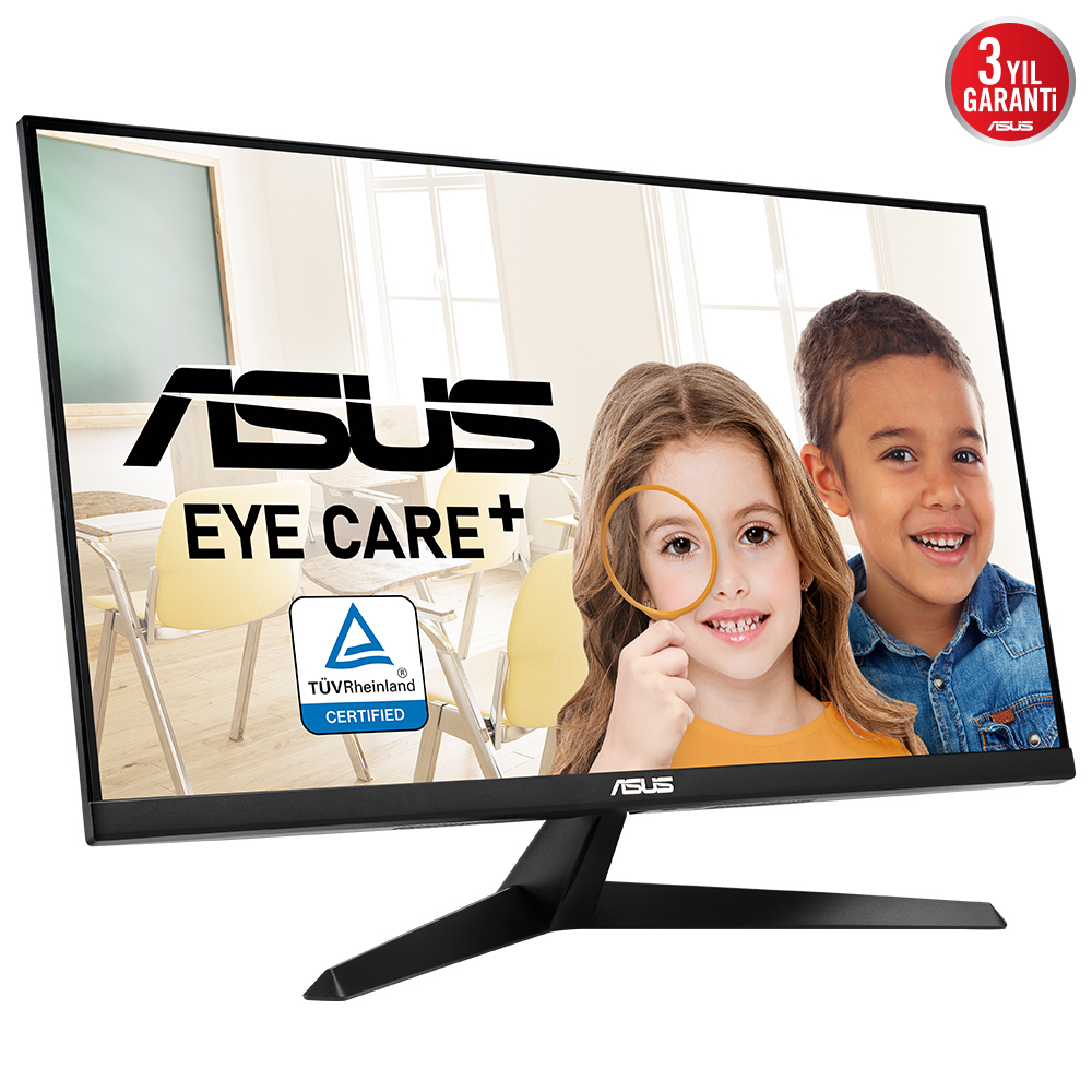 ASUS VY279HGE 27" 1MS 144Hz Eye Care Oyuncu Monitörü – 27 inç FHD (1920 x 1080), IPS, SmoothMotion, 144Hz, IPS, 1ms (MPRT), FreeSync Premium™, Eye Care Plus teknolojisi, Mavi Işık Filtresi, Flicker Free, anti bakteriyel kaplama