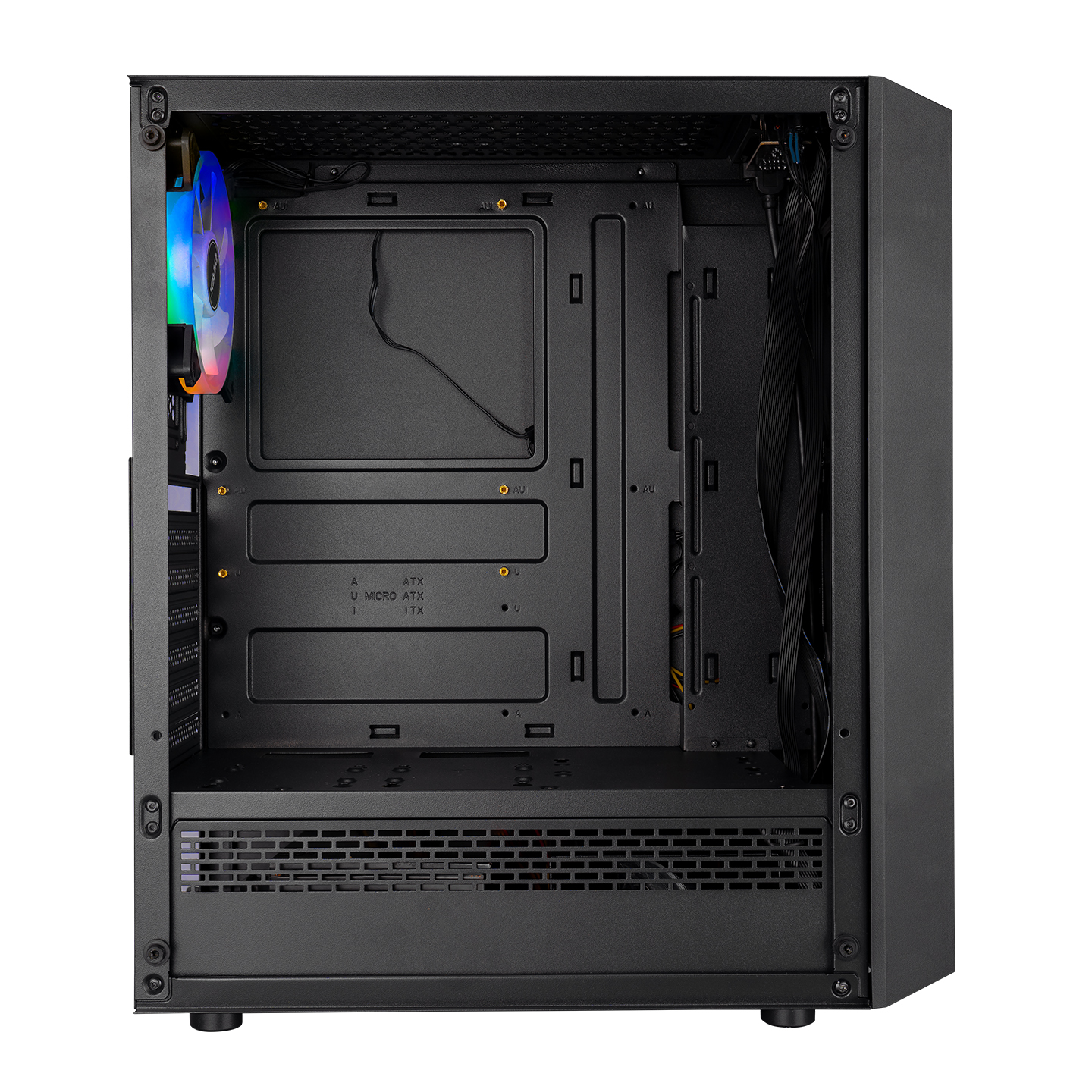 EVEREST FLAT MESH PSU YOK 4x12CM RGB FAN ATX TEMPERED GLASS 2xUSB2.0/1xUSB3.0 SİYAH MID TOWER GAMİNG KASA