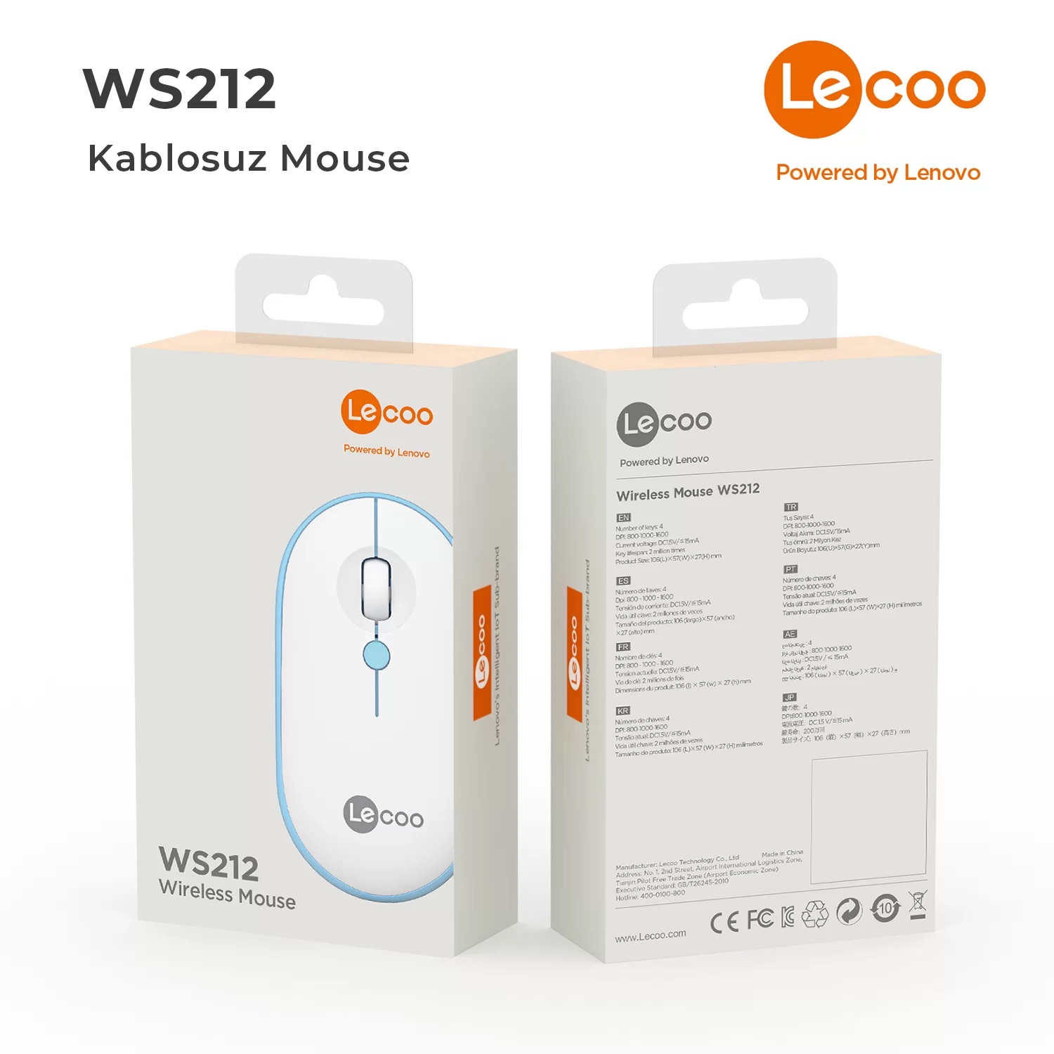 LECOO WS212 KABLOSUZ 1600 DPI BEYAZ/MAVİ MOUSE