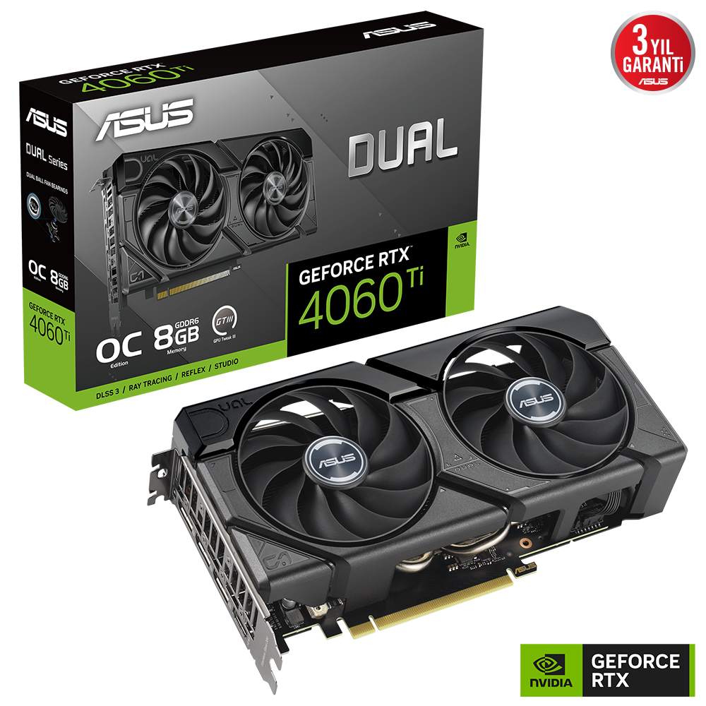 ASUS DUAL-RTX4060TI-O8G-EVO RTX4060TI 8GB GDDR6X 128Bit 3xDP/1xHDMI