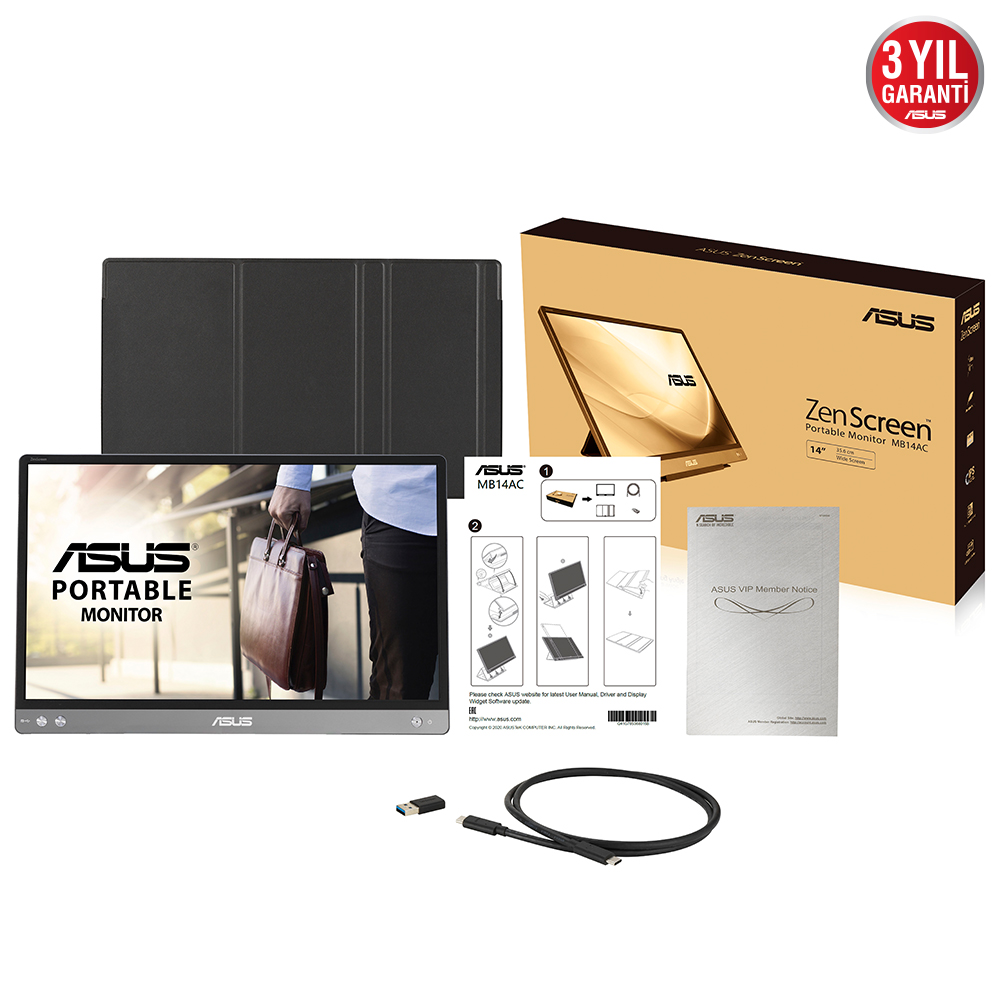 ASUS ZENSCREEN MB14AC 14" 5MS 1920x1080 USB TYPE-C TAŞINABİLİR LED MONITOR