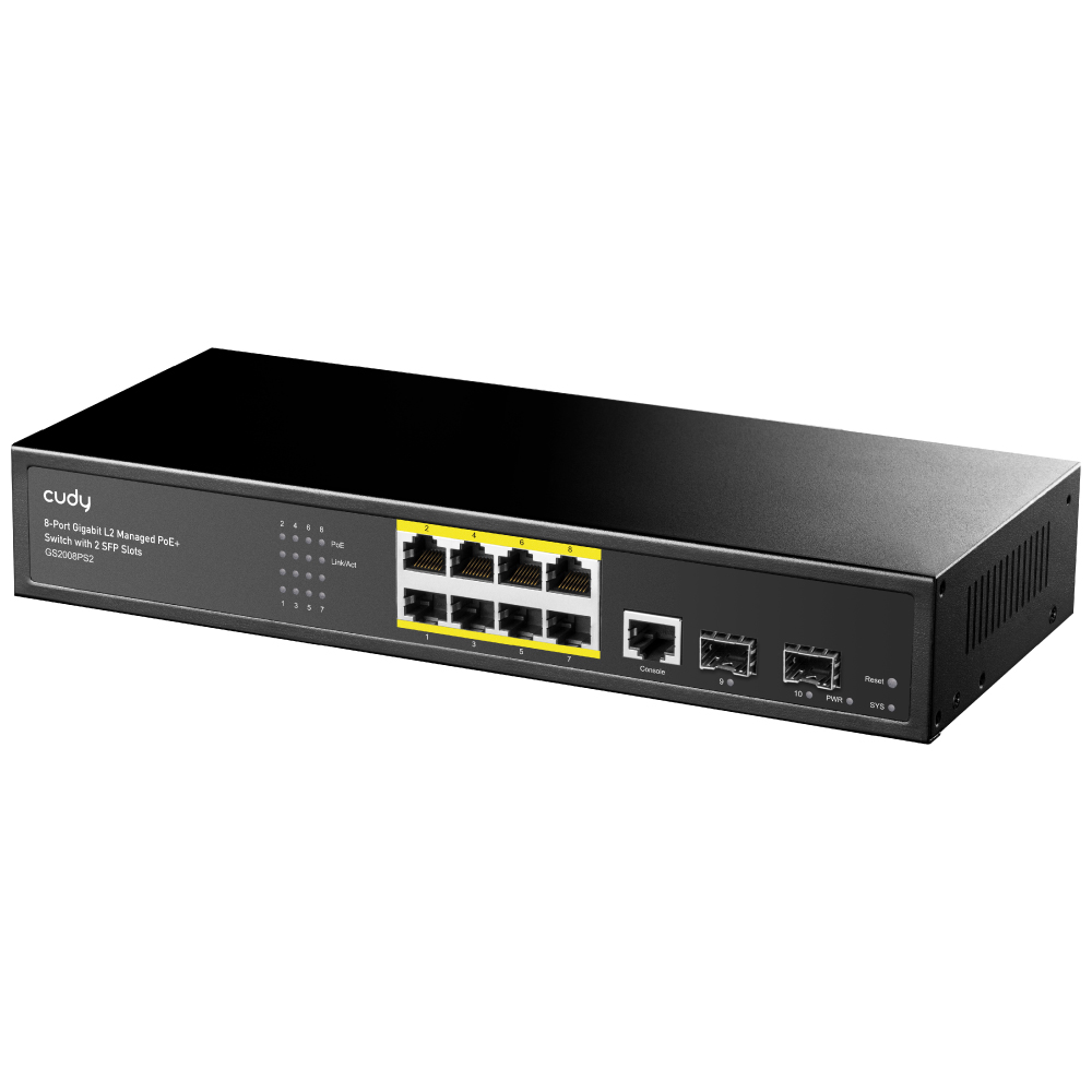 CUDY GS2008PS2 8 PORT 10/100/1000 8 PORT POE YONETILEBILIR RACK MOUNT SWITCH
