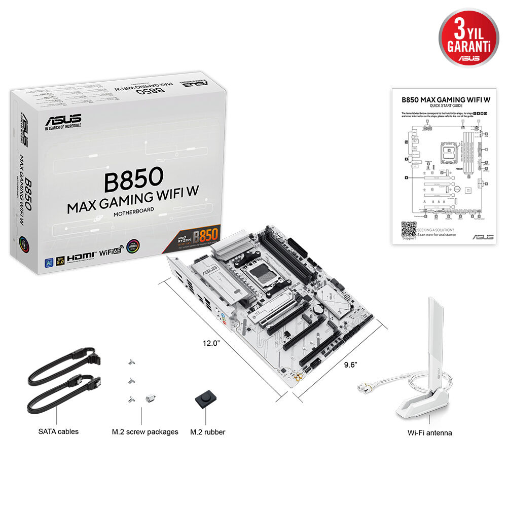ASUS B850 MAX GAMING WIFI W 4xDDR5 HDMI+DP 3xM.2 AM5 ANAKART